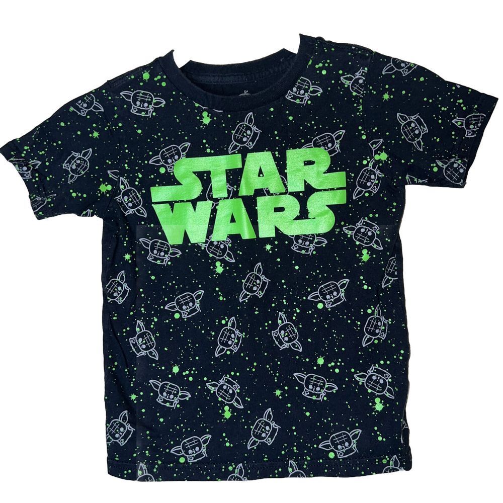 STAR WARS Kids‎ Boys Girls T-SHIRT SHORT SLEEVE YODA BLACK TEE Size XS (4)